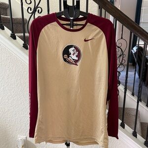 FSU Nike Men's Maroon and Beige Long Sleeve Tee